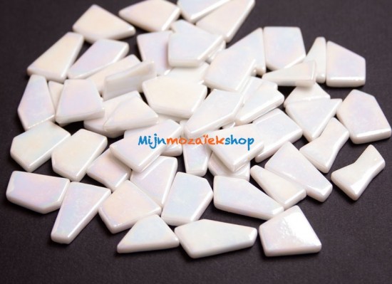 glas mozaiek puzzelsteentjes parelmoer white