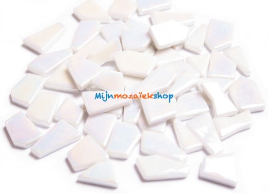 glas mozaiek puzzelsteentjes parelmoer wit