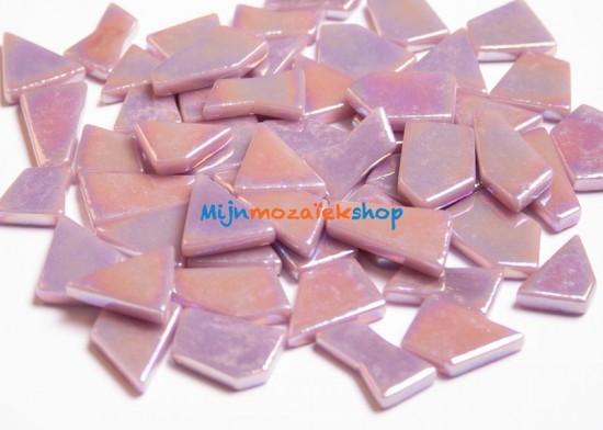 glas mozaiek puzzelsteentjes parelmoer lila