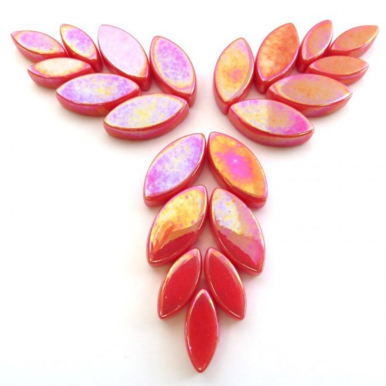 Glas bloemblaadjes - watermelon red parelmoer