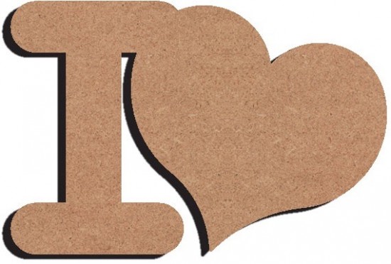 MDF figuur i-love (15 cm)