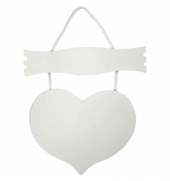 574840 mdf hart met bord 28x19 cm wit