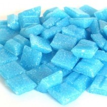 Glas mozaïeksteentjes vierkant 10 mm - turquoise blauw