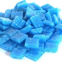 Glas mozaïeksteentjes vierkant 10 mm - diep turquoise blauw