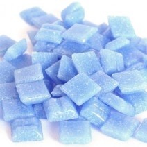 Glas mozaïeksteentjes vierkant 10 mm - maardenpalm blauw