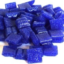 Glas mozaïeksteentjes vierkant 10 mm - kobalt blauw