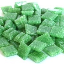 Glas mozaïeksteentjes vierkant 10 mm - blad groen