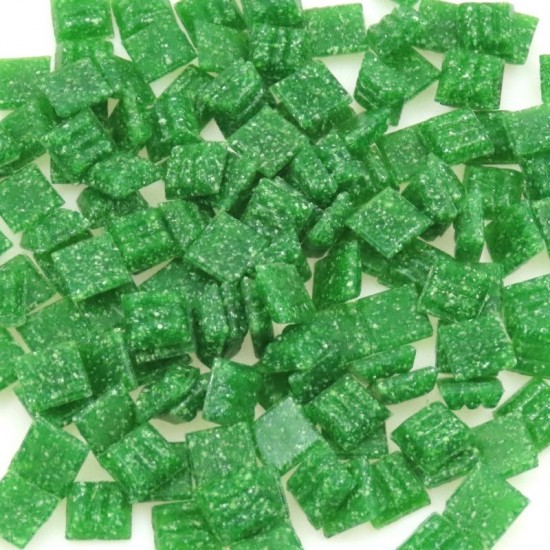 Glas mozaïeksteentjes vierkant 10 mm - grasgroen