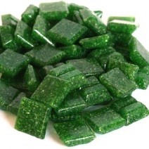 Glas mozaïeksteentjes vierkant 10 mm - olijf groen