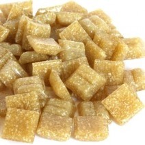 Glas mozaïeksteentjes vierkant 10 mm - karamel bruin