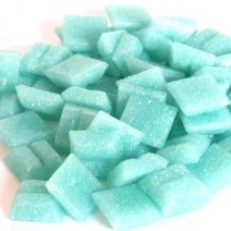 Glas mozaïeksteentjes vierkant 10 mm - carribbean blauw