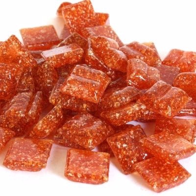 Glas mozaïeksteentjes vierkant 10 mm - terracotta oranje