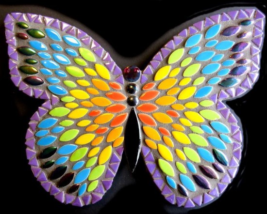 DIY mozaïekpakket - regenboog vlinder 25 cm