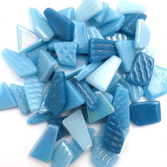 Mozaïek Glas Puzzelstukjes - mix turquoise