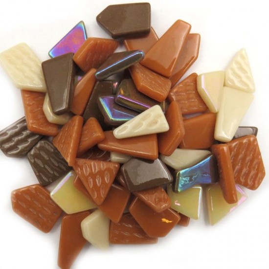 Glasmozaïek puzzelsteentjes - mix bruin