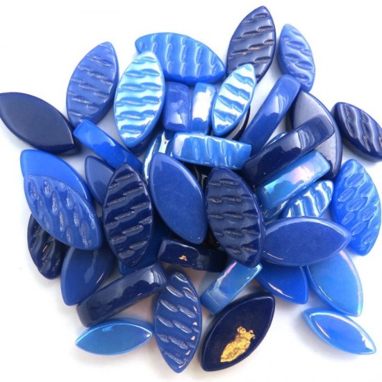 Glas bloemblaadjes - mix blauw