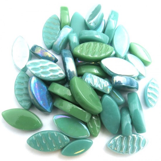 Glas bloemblaadjes - mix teal