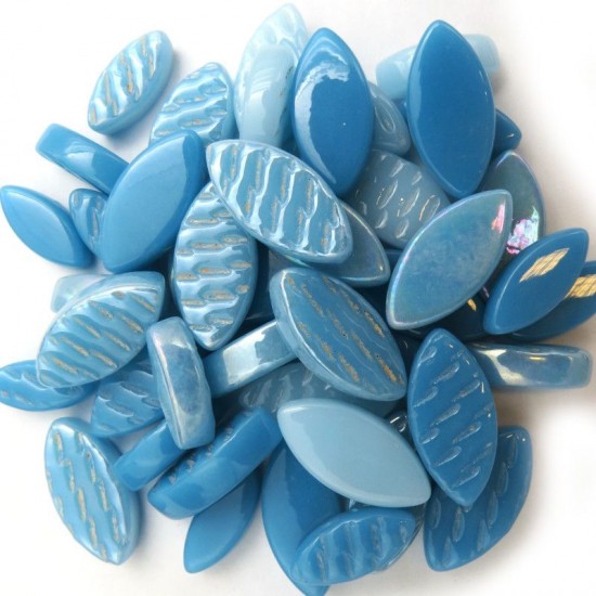 Glas bloemblaadjes - mix turquoise