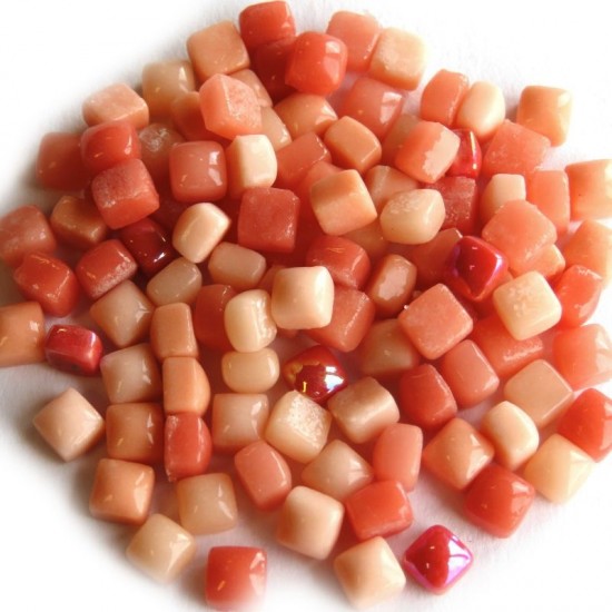 Micro Mozaïeksteentjes – Mix rood koraal