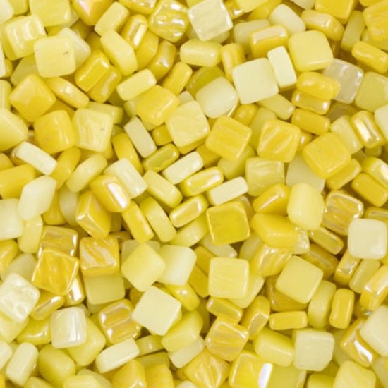 Vierkante glas mozaïeksteentjes 8 mm - mix geel