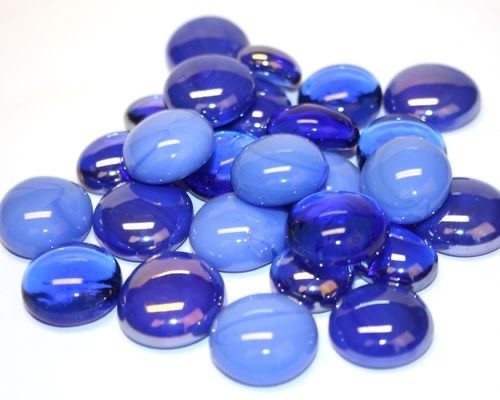 Glasparels (nuggets/gems) - mix blauw