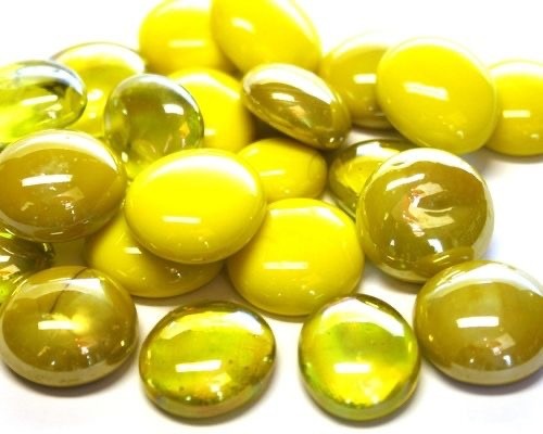 Glasparels (nuggets/gems) - mix geel