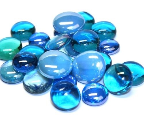 Glasparels mix turquoiseGlasparels (nuggets/gems) - mix turquoise blauw