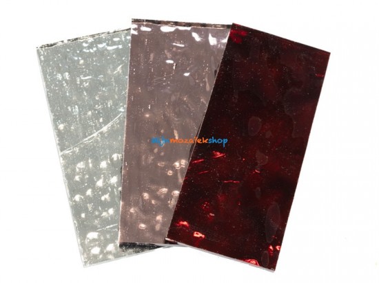 Glasplaatjes spiegel   mix zilver roze rood