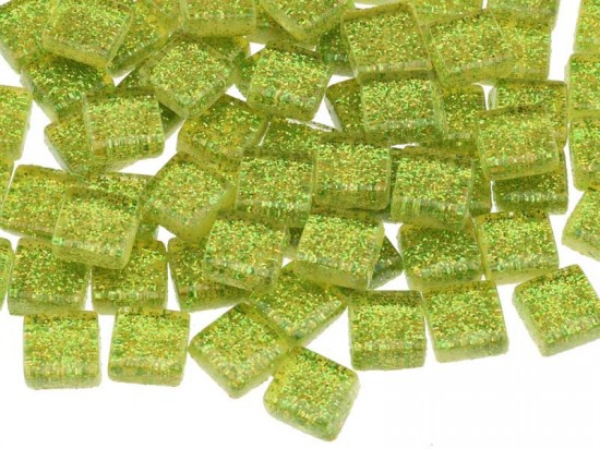 Mozaieksteentjes Glitter 1 cm - limoen groen