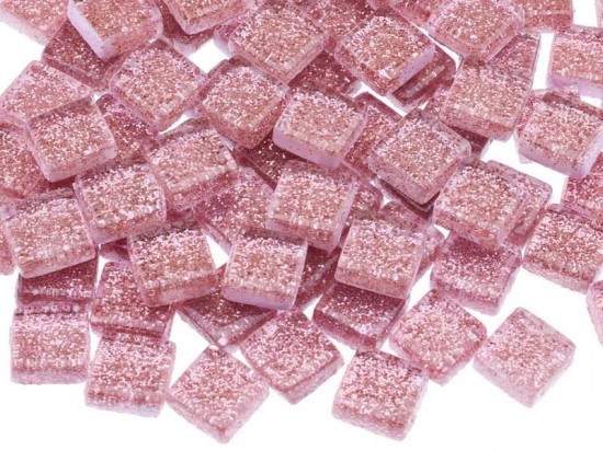 Mozaieksteentjes Glitter 1 cm - roze