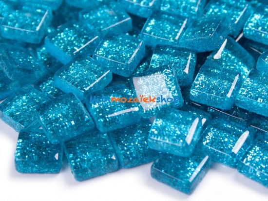 Mozaieksteentjes Glitter 1 cm - turquoise