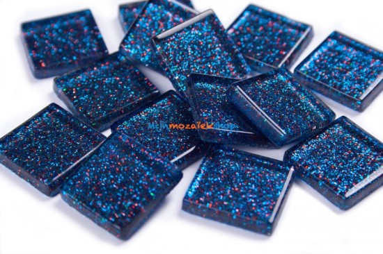 Mozaiek steentjes glitter 2 cm - blauw fireworks