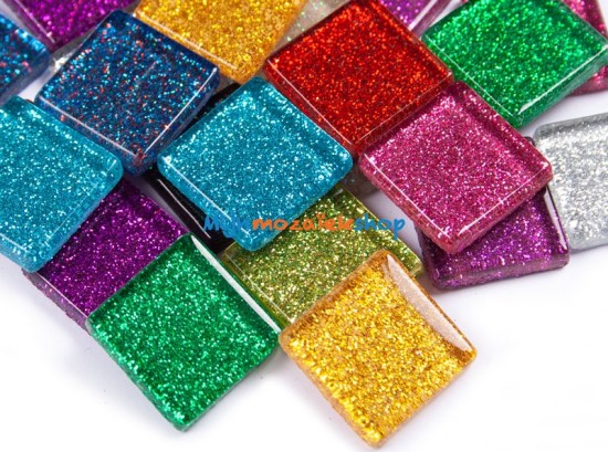 Mozaiek steentjes glitter 2 cm - bonte mix