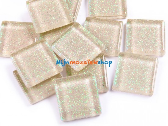 Mozaiek steentjes glitter 2 cm - ivoor wit
