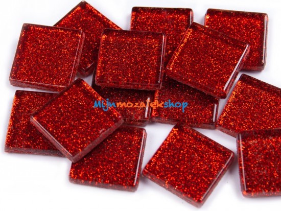 Mozaiek steentjes glitter 2 cm - rood