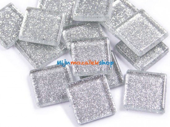 Mozaiek steentjes glitter 2 cm - zilver