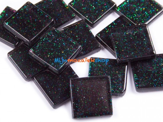 Mozaiek steentjes glitter 2 cm - zwart