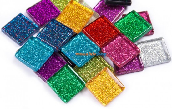 Mozaiek steentjes glitter 2 cm - bonte mix