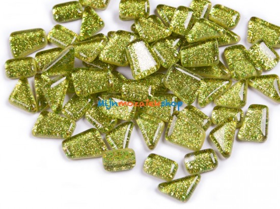 Glitter Crystal Glas Mozaïeksteentjes – licht groen
