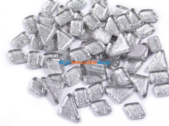 Glitter Crystal Glas Mozaïeksteentjes – zilver