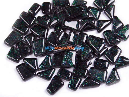 Glitter Crystal Glas Mozaïeksteentjes – zwart fireworks
