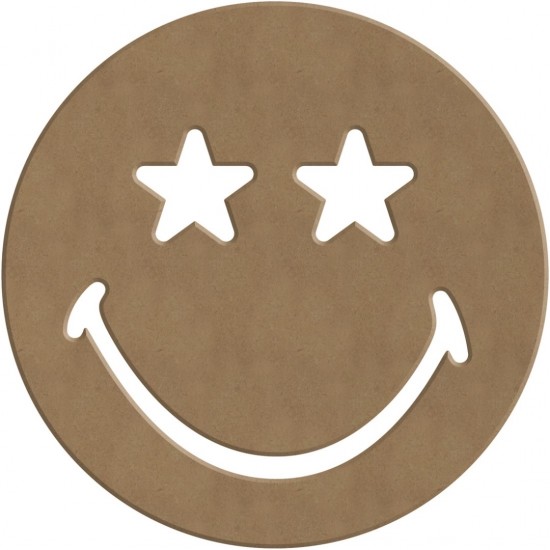 MDF figuur - smiley sterren ogen (14 cm)