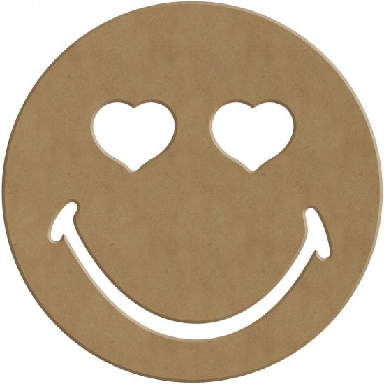 MDF figuur - smiley harten ogen (14 cm)
