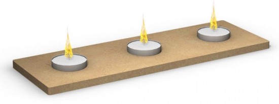 Gom7766   gomille mdf 3 waxinelicht plank 30x10 cm