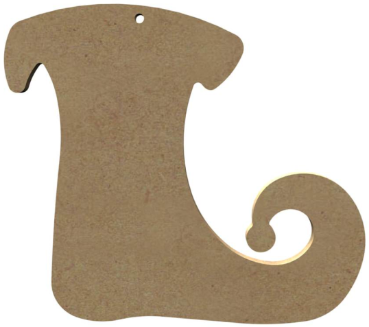 MDF figuur - kerstlaars met krul (15 cm)