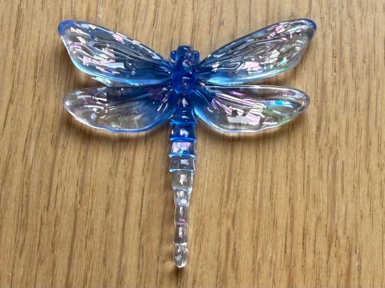 Libelle - 45 mm transparant blauw; per stuk