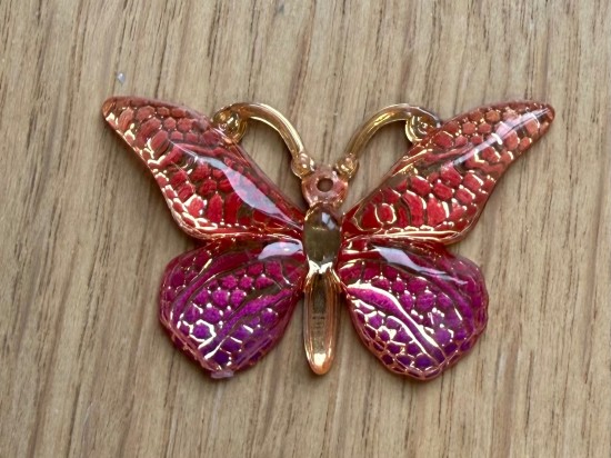 Vlinder de luxe - roze/rood; per 2 stuks