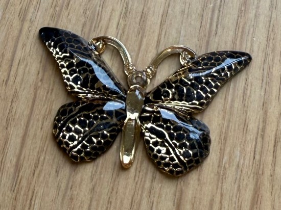 Vlinder de luxe - zwart/goud; per 2 stuks