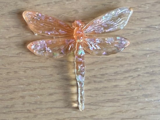 Libelle - 45 mm transparant oranje; per stuk