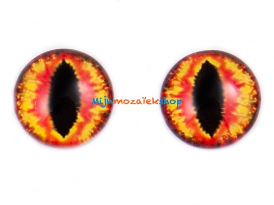 Katten oogjes 12 mm   rood geel